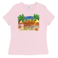 Bubblegum Pink sunrise sunburn sunset repeat2 Ladies Tee - JahusDesignShop