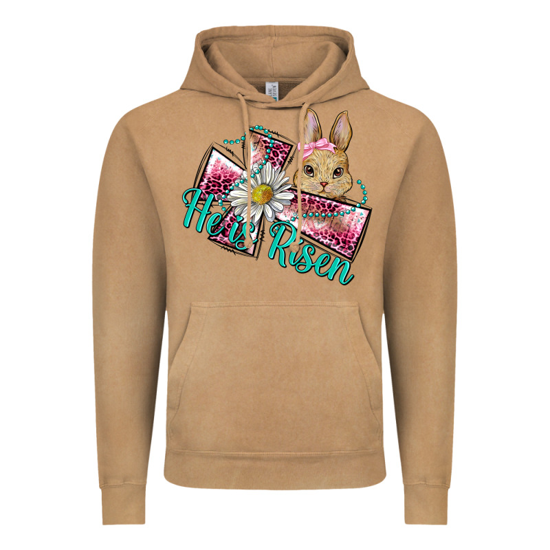 He Is Risen Cross Rabbit Vintage Hoodie by BarkalooDesign | Teevron
