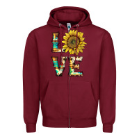 Burgundy western love with sunflower Zipper Hoodie - Artiststas