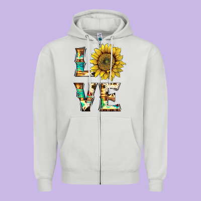 Western Love With Sunflower Zipper Hoodie Designed By Artiststas