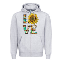 Heather Grey western love with sunflower Zipper Hoodie - Artiststas