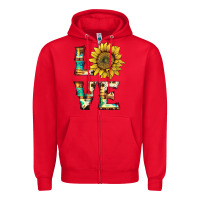 Red western love with sunflower Zipper Hoodie - Artiststas