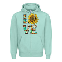 Seafoam western love with sunflower Zipper Hoodie - Artiststas