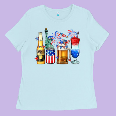 4th Of July American Drinks Ladies Tee Designed By Neo Western