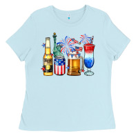 Baby Blue 4th of July American drinks Ladies Tee - Neo Western