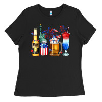 Black 4th of July American drinks Ladies Tee - Neo Western