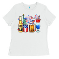 White 4th of July American drinks Ladies Tee - Neo Western