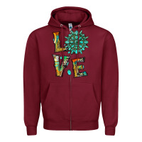 Burgundy love with gemstone Zipper Hoodie - Artiststas