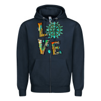 Navy love with gemstone Zipper Hoodie - Artiststas