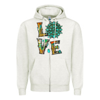 Oatmeal Heather love with gemstone Zipper Hoodie - Artiststas