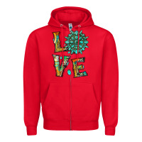 Red love with gemstone Zipper Hoodie - Artiststas