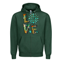 Sports Green love with gemstone Zipper Hoodie - Artiststas