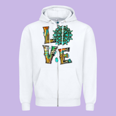 Love With Gemstone Zipper Hoodie Designed By Artiststas