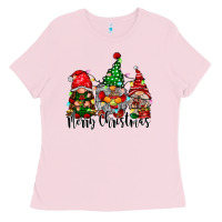 Bubblegum Pink merry christmas gnomes Ladies Tee - CowhideDigitalArt