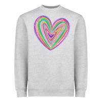 Heather Grey valentine's day colorful heart Heavyweight Sweatshirt - MaliasSmallBusiness