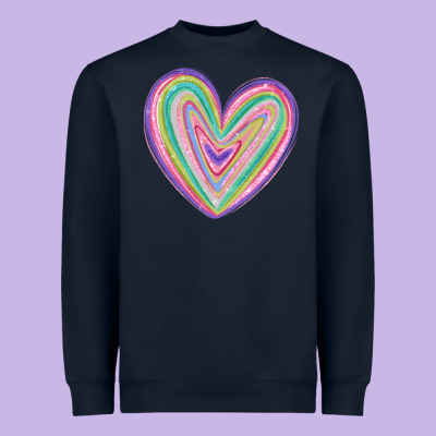 Valentine's Day Colorful Heart Heavyweight Sweatshirt Designed By Maliassmallbusiness