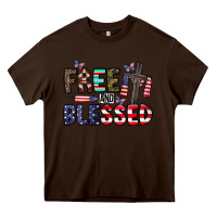 Chocolate Brown free and blessed Heavy Core Tee - CowhideDigitalArt