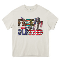 Cream free and blessed Heavy Core Tee - CowhideDigitalArt