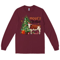 Burgundy mooey christmas Long Sleeve Tee - MaliasSmallBusiness