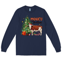 Navy mooey christmas Long Sleeve Tee - MaliasSmallBusiness