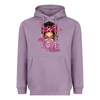 Lavender pray fight believe breast cancer afro messy bun Heavyweight Hoodie - texasbilliewilder