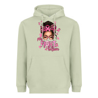 Matcha pray fight believe breast cancer afro messy bun Heavyweight Hoodie - texasbilliewilder