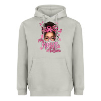 Moon Dust pray fight believe breast cancer afro messy bun Heavyweight Hoodie - texasbilliewilder