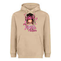 Mushroom pray fight believe breast cancer afro messy bun Heavyweight Hoodie - texasbilliewilder