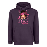 Plum pray fight believe breast cancer afro messy bun Heavyweight Hoodie - texasbilliewilder