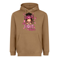Toasted Coconut pray fight believe breast cancer afro messy bun Heavyweight Hoodie - texasbilliewilder
