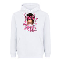 White pray fight believe breast cancer afro messy bun Heavyweight Hoodie - texasbilliewilder