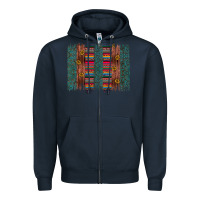 Navy sunflower serape brush stroke Zipper Hoodie - Artiststas