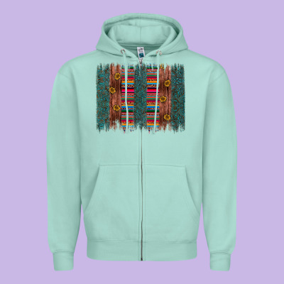 Sunflower Serape Brush Stroke Zipper Hoodie Designed By Artiststas