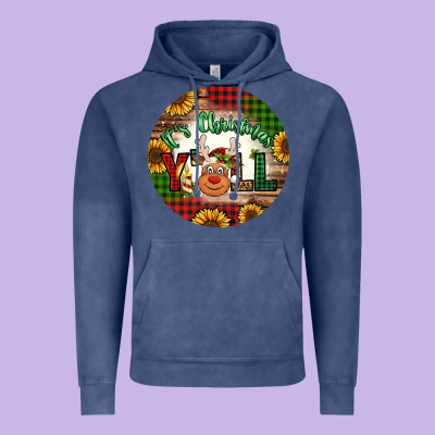 It's Christmas Y'all Reindeer Christmas Vintage Hoodie Designed By Jasminsmagicworld