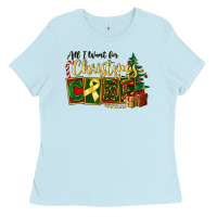 Baby Blue all i want for christmas is cure childhood cancer Ladies Tee - FaDigitalArtStudio