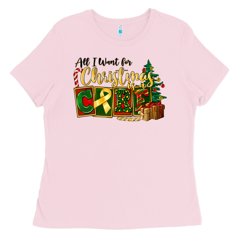 All I Want For Christmas Is Cure Childhood Cancer Ladies Tee by FaDigitalArtStudio | Teevron