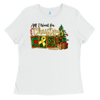 White all i want for christmas is cure childhood cancer Ladies Tee - FaDigitalArtStudio