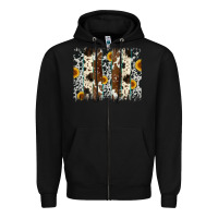 Black sunflower cowhide brush stroke Zipper Hoodie - Artiststas
