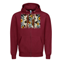Burgundy sunflower cowhide brush stroke Zipper Hoodie - Artiststas