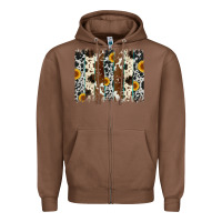 Chestnut sunflower cowhide brush stroke Zipper Hoodie - Artiststas