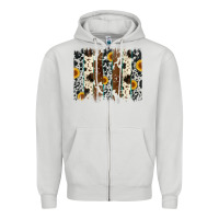 Dove Grey sunflower cowhide brush stroke Zipper Hoodie - Artiststas