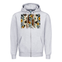 Heather Grey sunflower cowhide brush stroke Zipper Hoodie - Artiststas