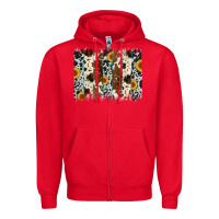 Red sunflower cowhide brush stroke Zipper Hoodie - Artiststas