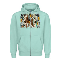 Seafoam sunflower cowhide brush stroke Zipper Hoodie - Artiststas
