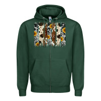 Sports Green sunflower cowhide brush stroke Zipper Hoodie - Artiststas