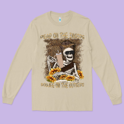 Dead Inside Boujee Outside Long Sleeve Tee Designed By Maliassmallbusiness