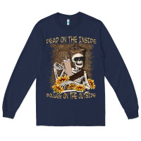Navy dead inside boujee outside Long Sleeve Tee - MaliasSmallBusiness