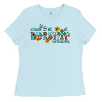 Baby Blue made to worship with sunflowers Ladies Tee - HRA Design Shop