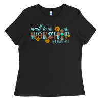Black made to worship with sunflowers Ladies Tee - HRA Design Shop