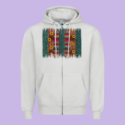 Sunflower Serape Brush Stroke Zipper Hoodie Designed By Artiststas